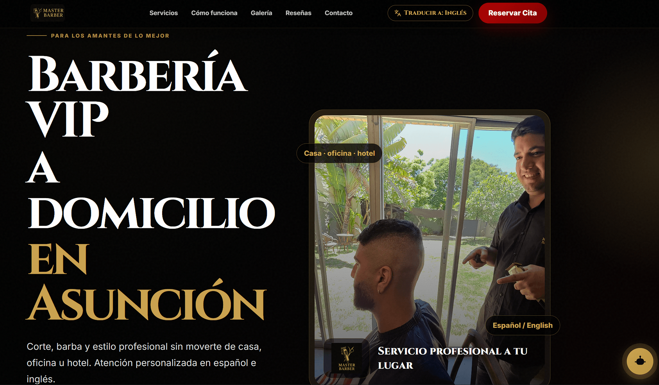 Screenshot of Master Barber Shop, barber website with booking