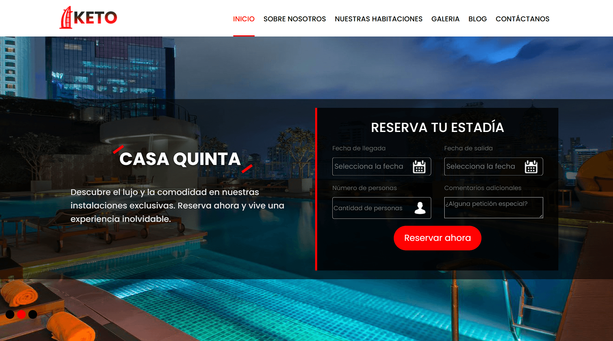 Screenshot of Vacation House Booking, reservation calendar system